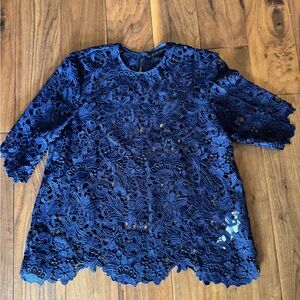 Elegant Blue Lace Top ZARA, Sz S